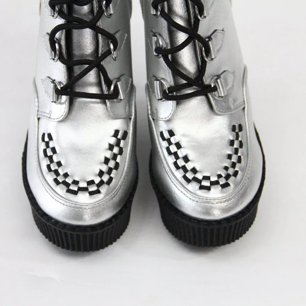 T.U.K Platform Shoes sz 6 NEW Women Creeper Bootie Ultra High Wedge